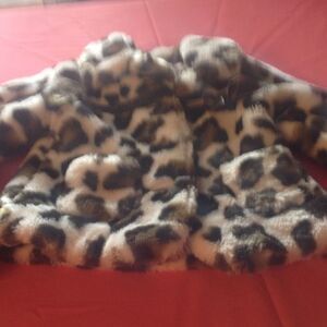 Animal print fluffy girl's coat in size 18 months